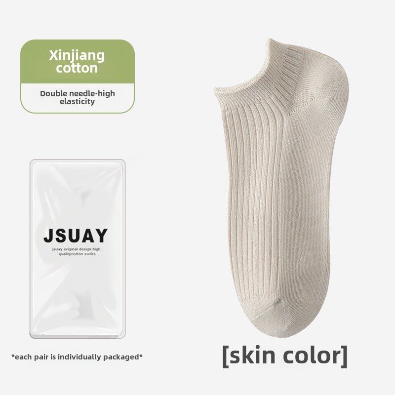 Womens Cotton Low-cut Socks Breathable Thin Autumn Nude