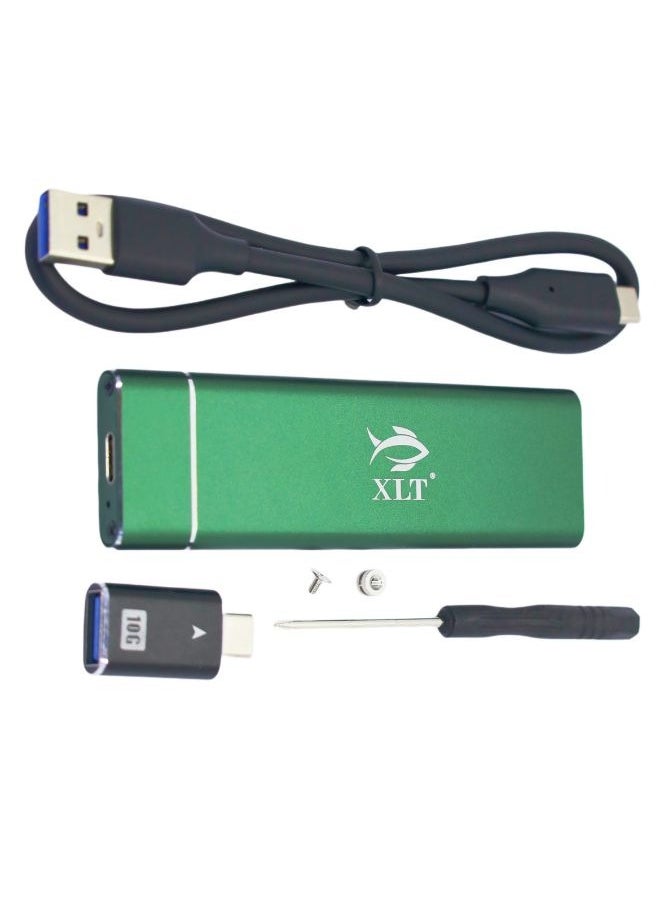 XLT - M.2 NGFF NVME SSD Enclosure Case 10Gbps Speed Hard Drive Case Green - Image 1