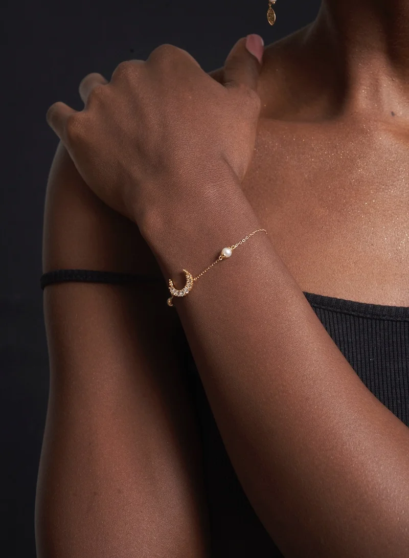 هزمير جولري The Sukh Pearl Bracelet in Gold Plated Silver