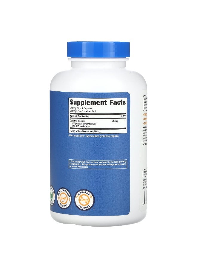 Nutricost نوتريكوست، فلفل كايين، 40,000 وحدة حرارة، 530 ملغ، 240 كبسولة - Image 2