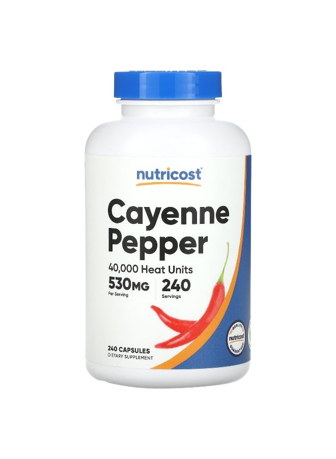 Nutricost نوتريكوست، فلفل كايين، 40,000 وحدة حرارة، 530 ملغ، 240 كبسولة - Image 1
