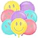 Whaline 20Pcs 165inch Happy Smile Balloons Smile Face Foil Balloons Large Macaron Round Birthday Party Foil Balloons for Birthday Party Wedding Baby Shower Decoration Festival Supplies 4 Colors - Image 2