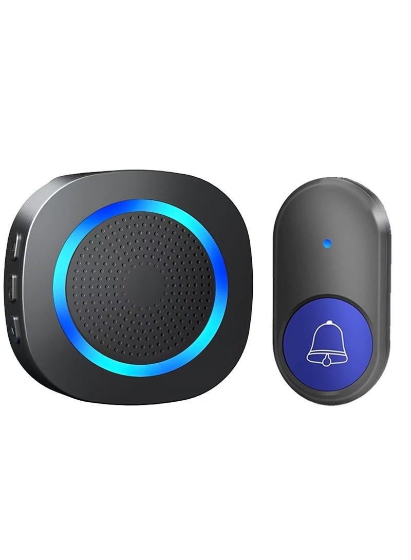 جرس باب لاسلكي، جهاز استقبال LED مصغر مقاوم للماء مع نطاق طويل يبلغ 300 متر، جرس دخول بدون أسلاك بصوت عالٍ مع 5 مستويات للصوت، 32 نغمة، مع بطارية لمحلات المنازل والمدارس والمكاتب - Image 1
