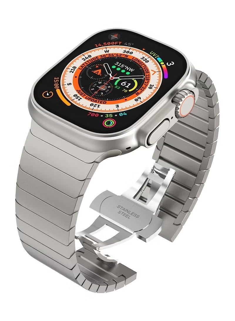 هونج كونج حزام ساعة معدني من التيتانيوم لساعة Apple Watch Series 10 | الترا 2 | 8 الترا | 9 | 8 | 7 | 6، 49/46/45/44/42 ملم سوار معصم معدني من الستانلس ستيل - تيتانيوم - Image 1