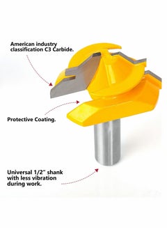 Y&D 45 Degree Lock Miter Router Bit, for 1/2in, 1in Cutting Height, 1/2 Inch Shank, Easy to Create Joint, 3 pcs Set  - Image 3