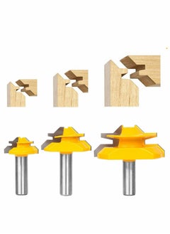 Y&D 45 Degree Lock Miter Router Bit, for 1/2in, 1in Cutting Height, 1/2 Inch Shank, Easy to Create Joint, 3 pcs Set  - Image 1