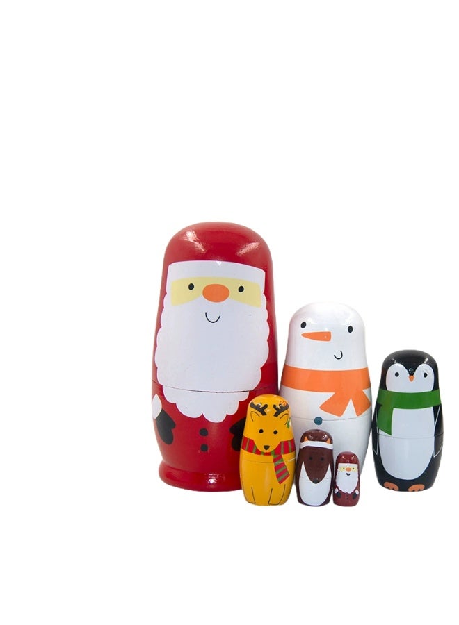Russian nesting doll six-layer Santa Claus wooden craft home decoration holiday gift - Image 3