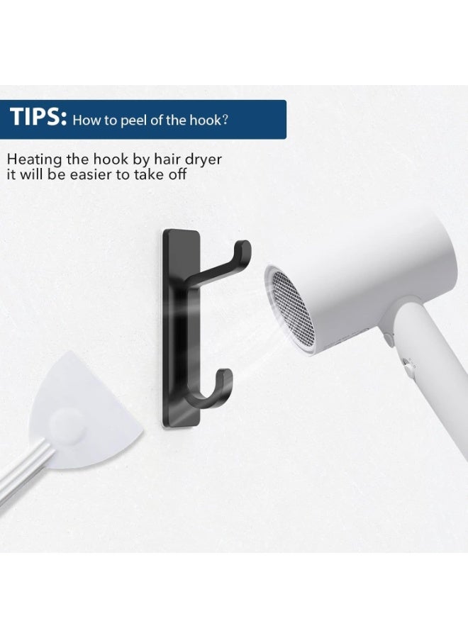 4 Pack Heavy Duty Self-Adhesive Wall Hooks, Door Hooks Hold up to 10LB, Extra Sticky No-Drill Hangers for Bathroom, Kitchen, Living Room, Black - Image 4