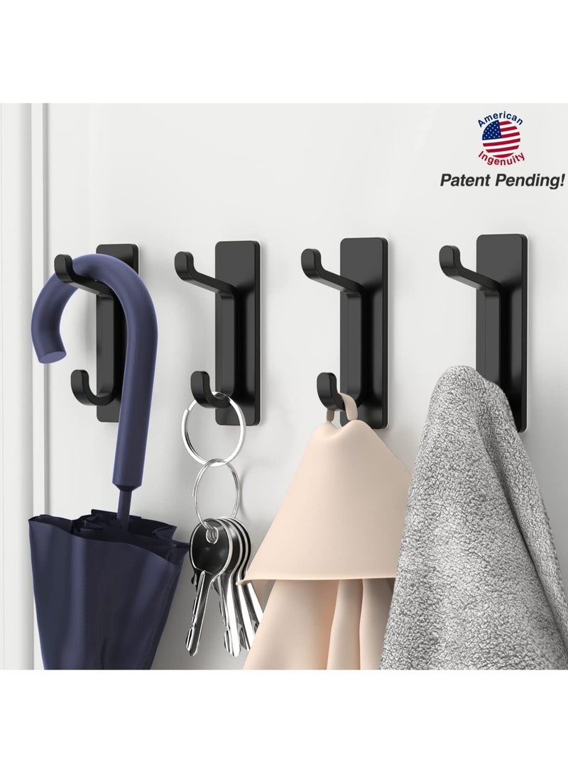 4 Pack Heavy Duty Self-Adhesive Wall Hooks, Door Hooks Hold up to 10LB, Extra Sticky No-Drill Hangers for Bathroom, Kitchen, Living Room, Black - Image 3