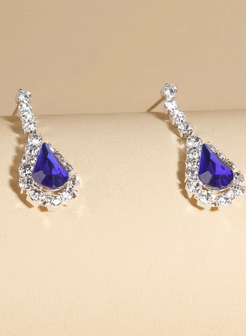 Royal blue necklace stud earrings set - Image 3