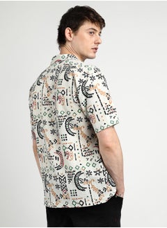 Campus Sutra Men's Off-White Oversized Bohemian Shirt  - Image 5