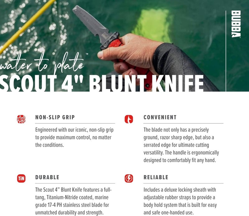 Bubba 4" Blunt Dive Knife with Non-Slip Grip Handle - Image 4