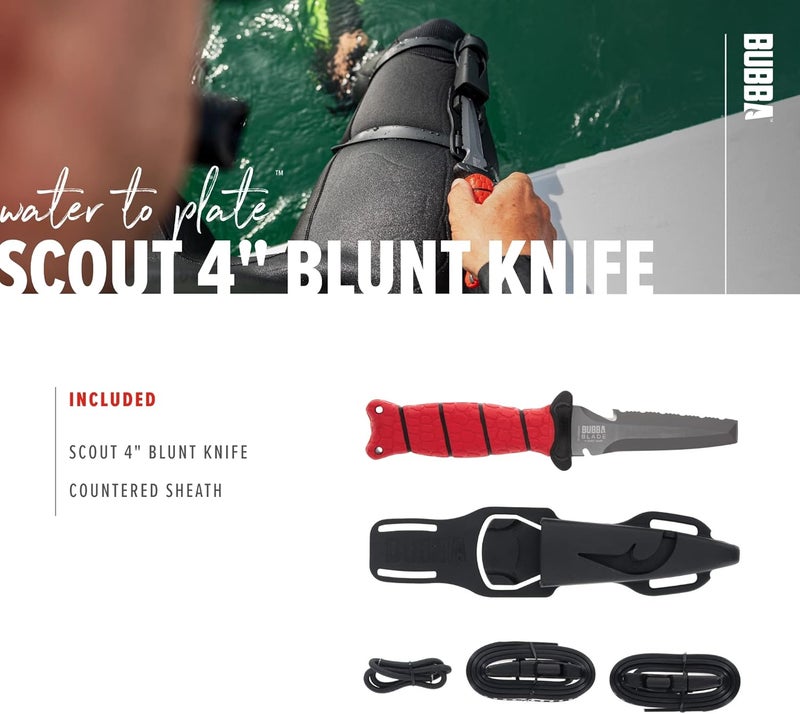Bubba 4" Blunt Dive Knife with Non-Slip Grip Handle - Image 5