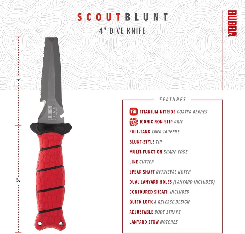 Bubba 4" Blunt Dive Knife with Non-Slip Grip Handle - Image 3