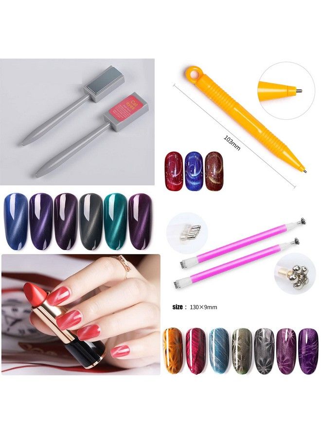 JERCLITY 15 Pieces Cat Eye Magnet Tool For Nails Magnet Plate Wand Board Nail Magnetic Pen Double Ended Nail Magnet Plate Line Strip Effect 3D Magnetic For Cat Eye Gel Polish Diy Nail Art - Image 4