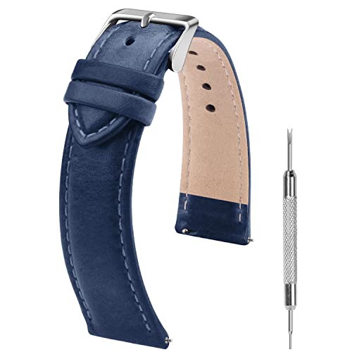 Fullmosa 22mm Treen Gradient Color Tanned Leather Watch Straps for Samsung Galaxy Watch 3 45mm, Quick Release Watch Band for Fossil Gen 6/One Plus(46mm)/Noise Colorfit - Royal Blue - Image 1