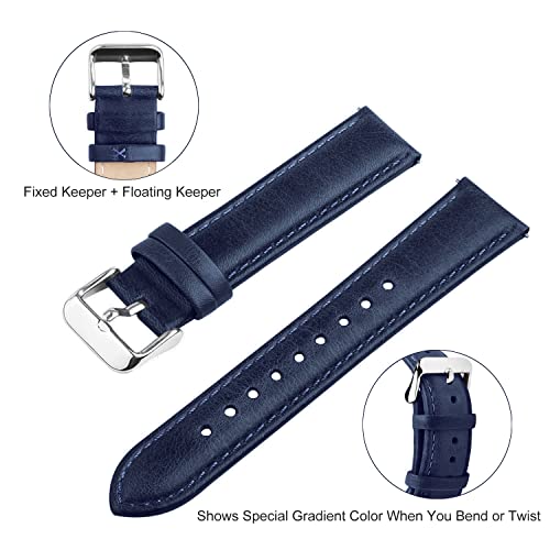 Fullmosa 22mm Treen Gradient Color Tanned Leather Watch Straps for Samsung Galaxy Watch 3 45mm, Quick Release Watch Band for Fossil Gen 6/One Plus(46mm)/Noise Colorfit - Royal Blue - Image 5