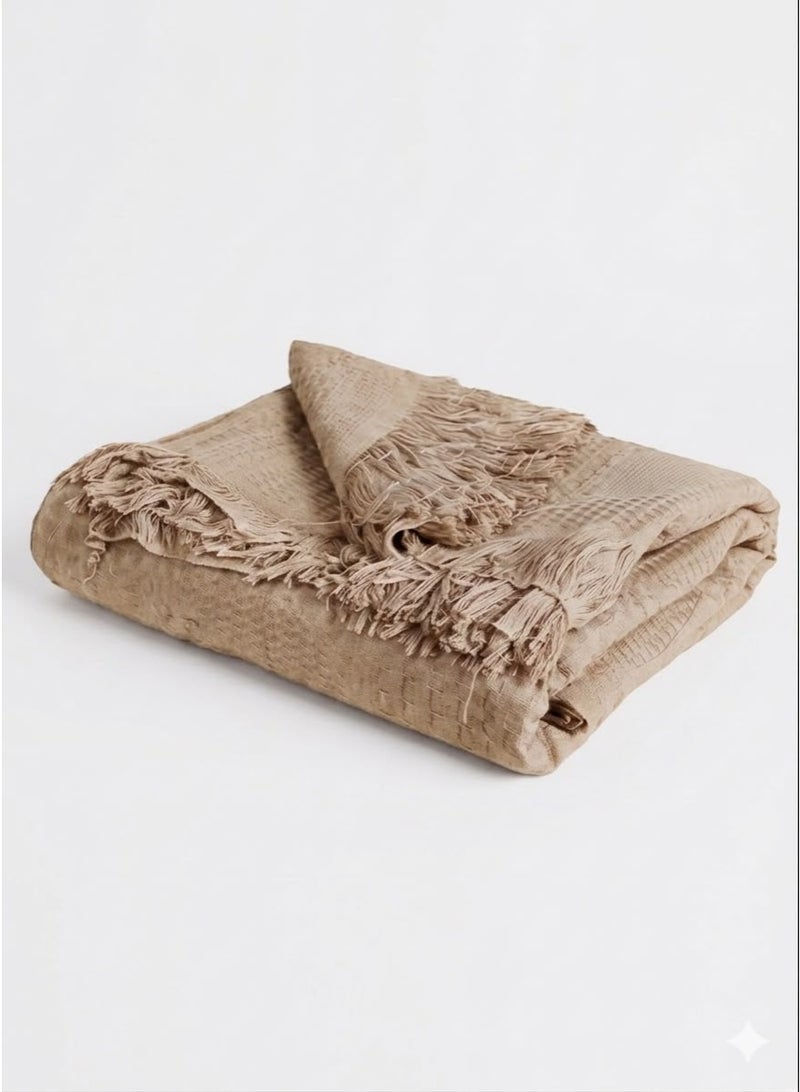 Summer Coverlet 220*240 - Cotton 100%- Beige
