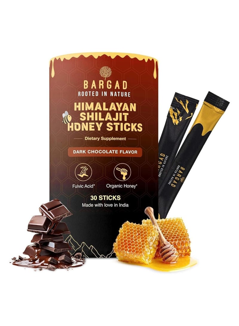BARGAD Pure Himalayan Shilajit Sticks with Organic Honey & Dark Chocolate – 7 Count | Easy Single-Use Energy Sticks | Rich in Fulvic Acid 75%+ & 85+ Trace Minerals 