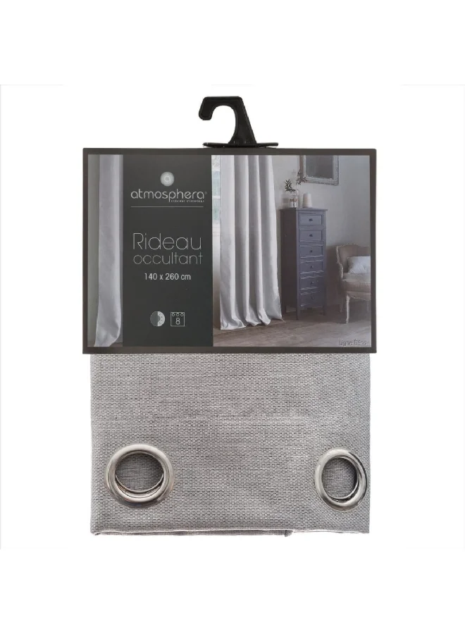 atmosphera 8-Eyelet Elena Rideau Occultant Black Out Curtain Light Grey 140 x 260 cm 146291B