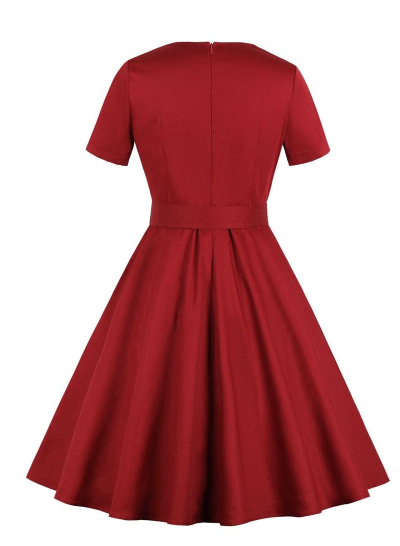 Loquat Solid color pocket style Hepburn MIDI dress - Image 2