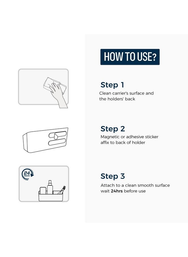 لوكين حامل أقلام مغناطيسي ولصق، صينية ملحقات قابلة للمسح الجاف، منظم تخزين مغناطيسي للسبورة البيضاء أو الزجاج أو الثلاجات (أبيض) - Image 2