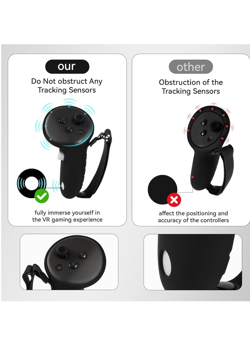 SYOSI Silicone Cover Set Compatible with Meta Quest 3 Accessories VR Silicone Face Cover VR Shell Cover Controller Grips Accessories Protective Lens Cover VR Accessories Protective Cover - Image 2