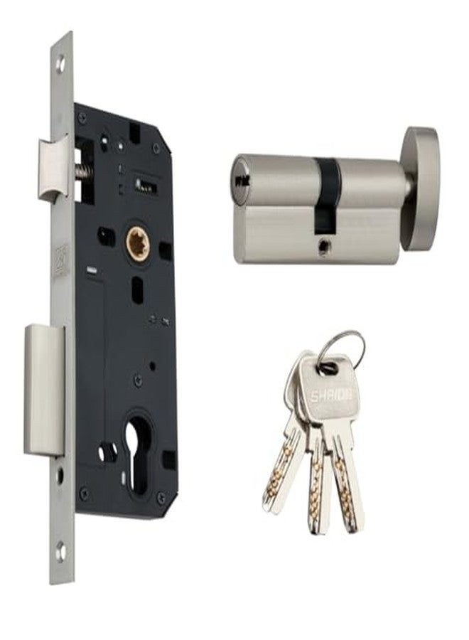 Shrida SS 446 Premium Door Handle Set with Lock Body & Cylinder - Stainless Steel Finish, Modern Lever Handle on Rose Plate with 3 Ultra Security Keys (Full Kit for Main Door) - Image 3