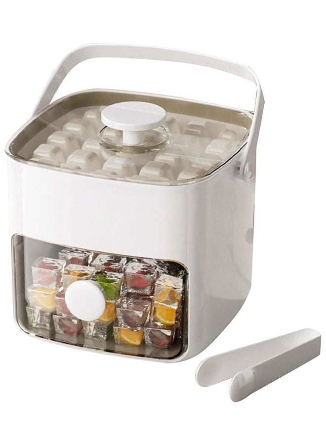 WINEENEE Double Layer 48 Grid Ice Cube Tray with Transparent Window - Leak-Proof Lid & Portable Handle, Premium Freezer Essential for Hot Climates, Easy Release Design for Summer Drinks (White) - Image 1