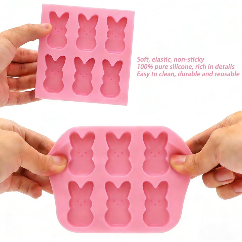 OFDNE Easter Silicone Molds for Chocolate, 6-Cavity Bunny Shape Chocolate Molds Cute 3D Rabbit Baking Supplies for DIY Cake Decoration, Chocolate, Candy, Jello, Pastry, Muffin, Bread, Ice Cube - Image 3