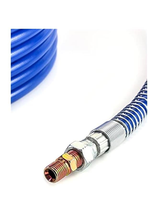 عربست خرطوم الرش بدون هواء، 50 قدم × 1/4 بوصة خرطوم رش الدهان بدون هواء، 3300 رطل لكل بوصة مربعة خرطوم لكل الدهانات، أنبوب مرن عالي الضغط، لون أزرق  - Image 3