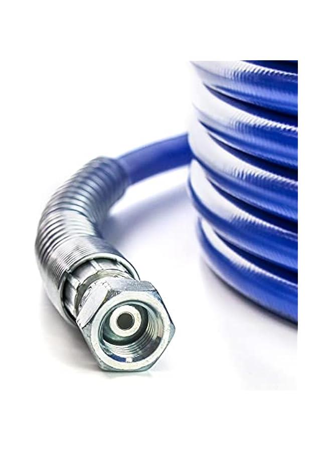عربست خرطوم الرش بدون هواء، 50 قدم × 1/4 بوصة خرطوم رش الدهان بدون هواء، 3300 رطل لكل بوصة مربعة خرطوم لكل الدهانات، أنبوب مرن عالي الضغط، لون أزرق  - Image 4