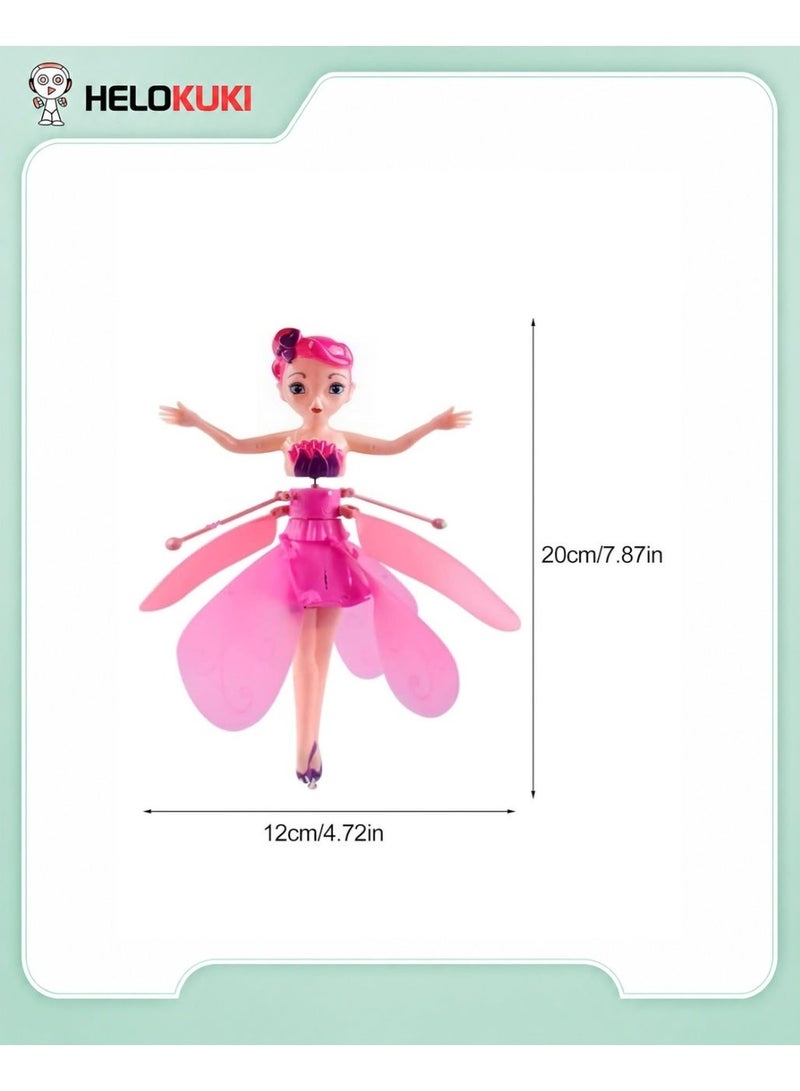 Helo Kuki Flying Fairy Doll Toy, USB Rechargeable Hand Sensor Flying Doll With LED Lights, Flexible Propellers, Auto Stop Protection, Indoor Fun Toy For Kids, Pink - Image 2