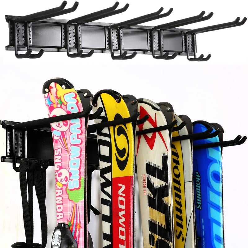 Ultrawall 24-Inch Wall Mounted Ski Rack, Holds Up to 300lbs, Powder-Coated Steel with Rubber Coating, Customizable Spacing, Easy Installation - Image 1