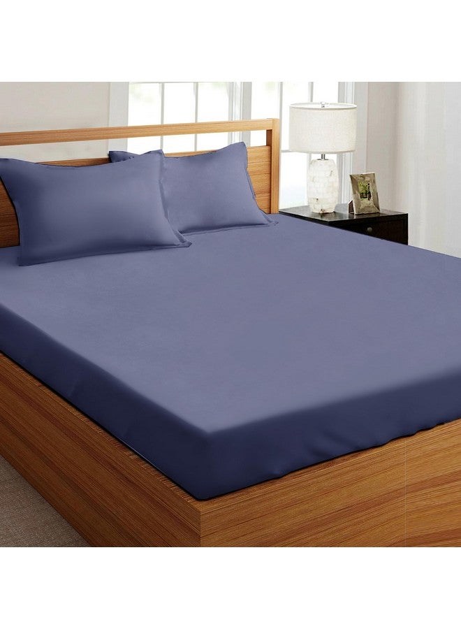 RD TREND® Premium Elastic Fitted Bedsheets for King Size Double Bed(78x72x8 Inches) with 2 Pillow Covers Size (18x28 Inches) Color- Navy Blue - Image 1