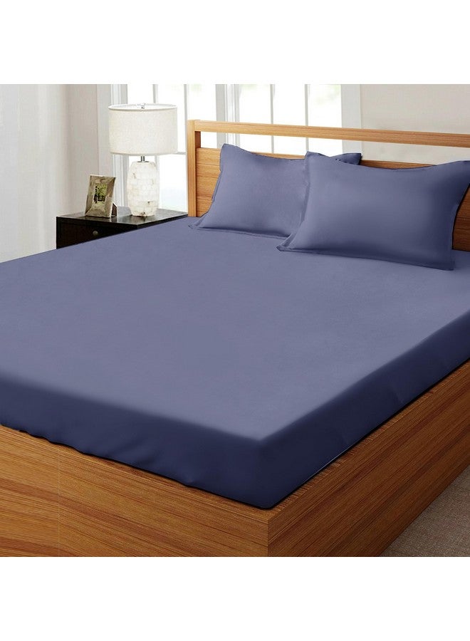 RD TREND® Premium Elastic Fitted Bedsheets for King Size Double Bed(78x72x8 Inches) with 2 Pillow Covers Size (18x28 Inches) Color- Navy Blue - Image 4