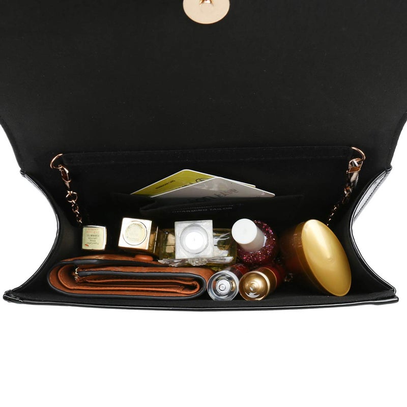 CHARMING TAILOR Patent Leather Flap Clutch for Women Classic Elegant Evening Bag Chic Dress Purse (Black) - Image 4