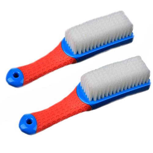 Emoly Scrub Brush Comfort Grip & Flexible Stiff Bristles Heavy Duty for Bathroom Shower Sink Carpet Floor, Blue Red - Image 1