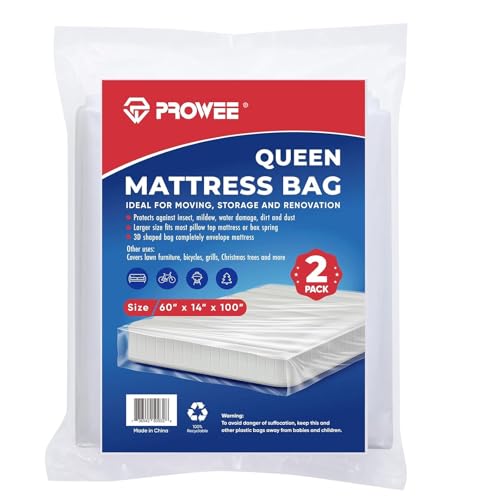 PROWEE PROWEE 2 PK Queen Mattress Bags for Moving StorageMattress Bag for Disposal Mattress Storage Bag Queen Mattress Cover for Moving 