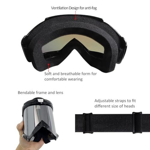 LMAVAG Professional Motorcycle Motocross Goggles 2-Pack Dirt Bike ATV Riding Racing Wide vision Glasses Anti-Fog Scratch Windproof Dustproof Goggles for Adult Youth Kids Clear Lens - Image 5