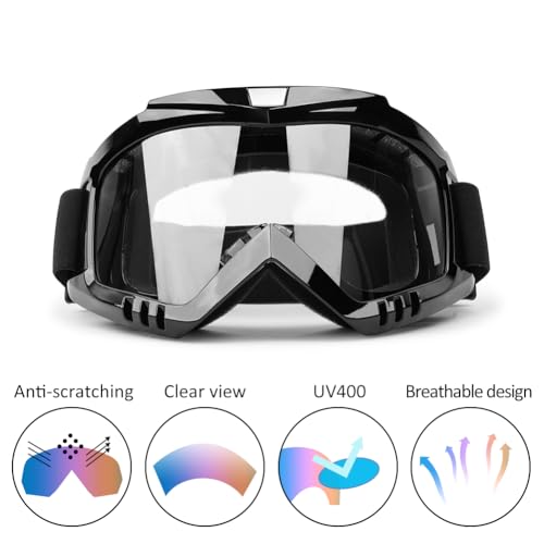 LMAVAG Professional Motorcycle Motocross Goggles 2-Pack Dirt Bike ATV Riding Racing Wide vision Glasses Anti-Fog Scratch Windproof Dustproof Goggles for Adult Youth Kids Clear Lens - Image 4