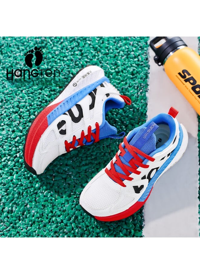 Huanteng Running Shoes Boys' Sports Shoes Shock Absorption Lightweight Racing Professional Youth Running Shoes White/blue Size 38