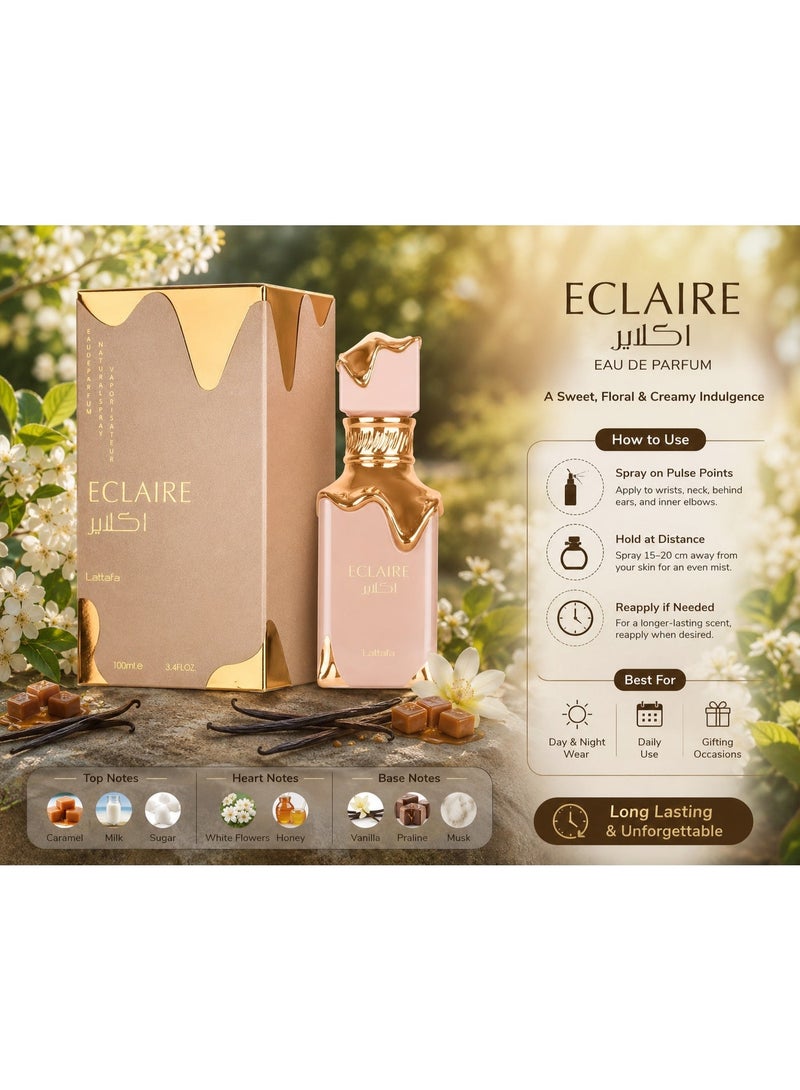 Lattafa Éclaire Eau De Parfum Natural Spray 100ml - Long Lasting Sweet Gourmand Vanilla Fragrance for Men & Women - Image 2