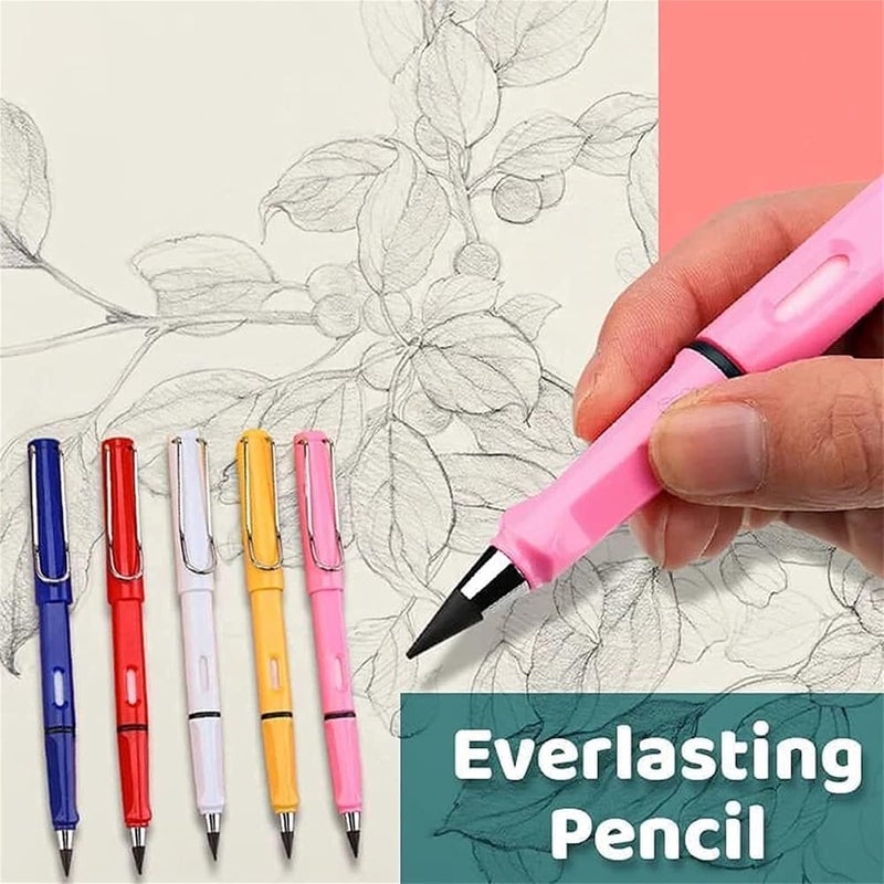 comfrt Homezo Everlasting Pencil, Inkless Magic Everlasting Pencil, Infinity Pencil with Eraser, Inkless Pencils Eternal, Infinite Pencil Inkless Metal Pen, Everlasting Pencil 6pcs (C) - Image 2