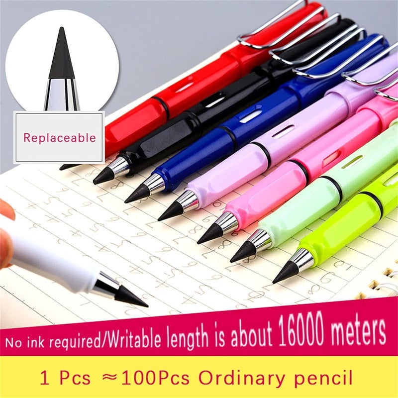 comfrt Homezo Everlasting Pencil, Inkless Magic Everlasting Pencil, Infinity Pencil with Eraser, Inkless Pencils Eternal, Infinite Pencil Inkless Metal Pen, Everlasting Pencil 6pcs (C) - Image 3