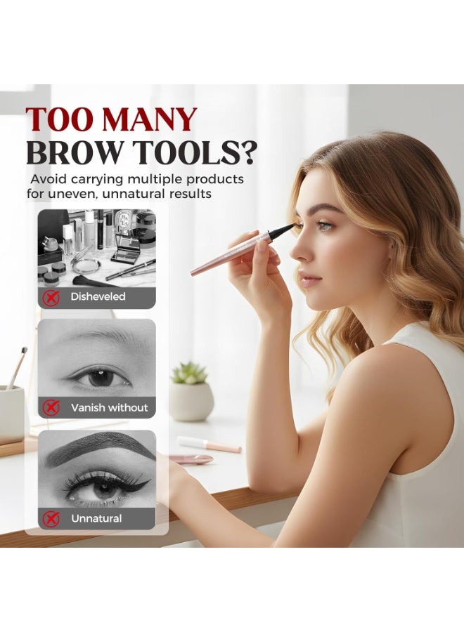 QIC Microblading Eyebrow Pen, 2026 New 4-Tip 3D Eyebrow Pencil, Waterproof Long-Lasting Fine Stroke Contouring Pen, Premium Natural Magic Brow Makeup for All-Day Wear (Light Coffee) - Image 3