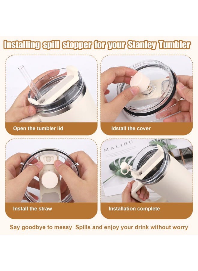 sense gnosis 6pcs Silicone Spill Proof Stopper Set, Reusable Spill Proof Plug Spill Proof Straw Stopper with Straw Covers Tumbler Accessory Compatible with Stanley Cup 2.0 40/30oz (Cream Yellow) - Image 3