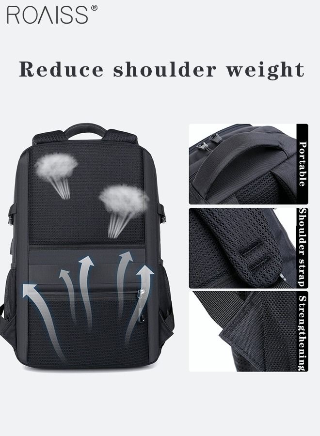 roaiss Business Backpack with USB Charging Port and Headphone Plug Waterproof Travel Backpack College School Bag Computer Backpack Simple Leisure Daypack for Men Women Fits 17 Inch Notebook  - Image 5