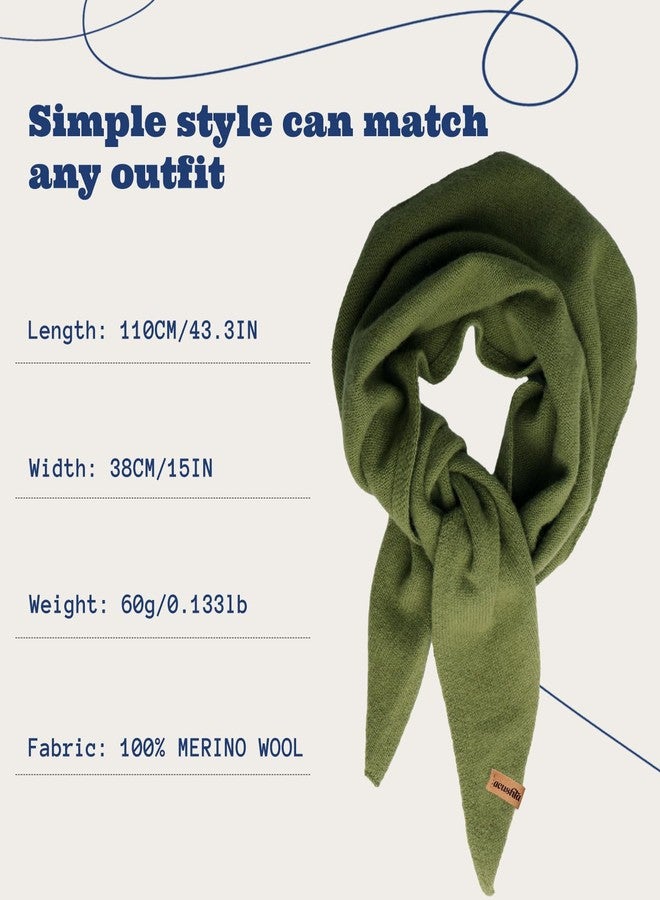 ACUSHLA Wool Triangle Scarf Knitted Triangle with Rice Grain Knitted Pattern in Solid Colors, Light Cloth Soft Many Color Combinations Light Scarf, Green 11, 110cmX38cm - Image 4