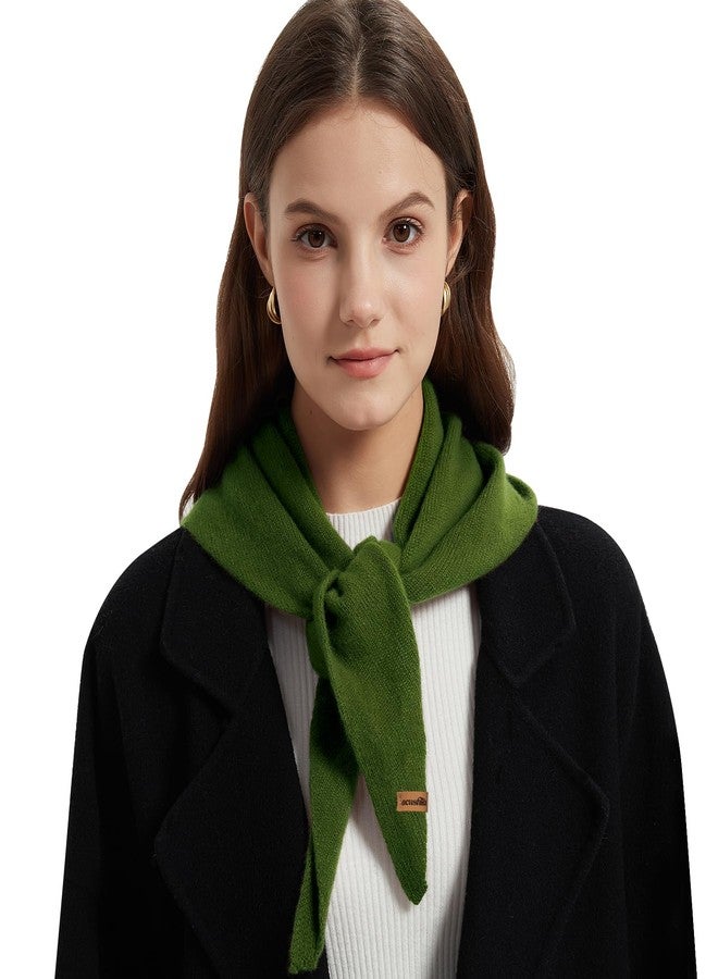 ACUSHLA Wool Triangle Scarf Knitted Triangle with Rice Grain Knitted Pattern in Solid Colors, Light Cloth Soft Many Color Combinations Light Scarf, Green 11, 110cmX38cm - Image 1